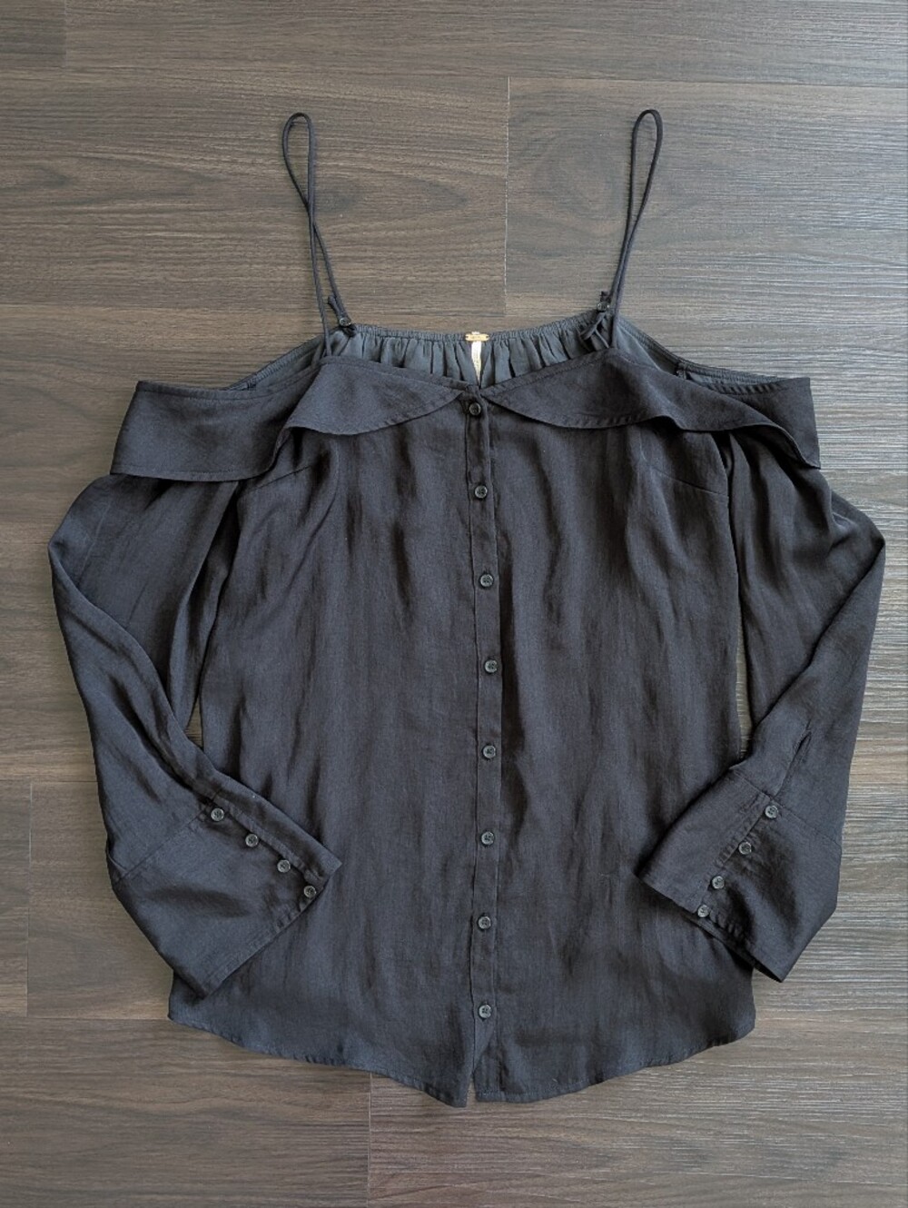 Free People Black Off The Shoulder Top Blouse Top Boho Goth Fall Going Out Small